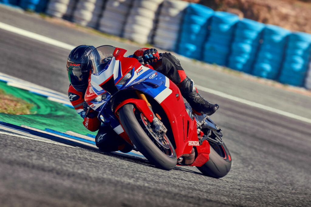 A 2024 Honda CBR1000RR-R Fireblade SP at speed. Photo courtesy Honda Motor Europe.